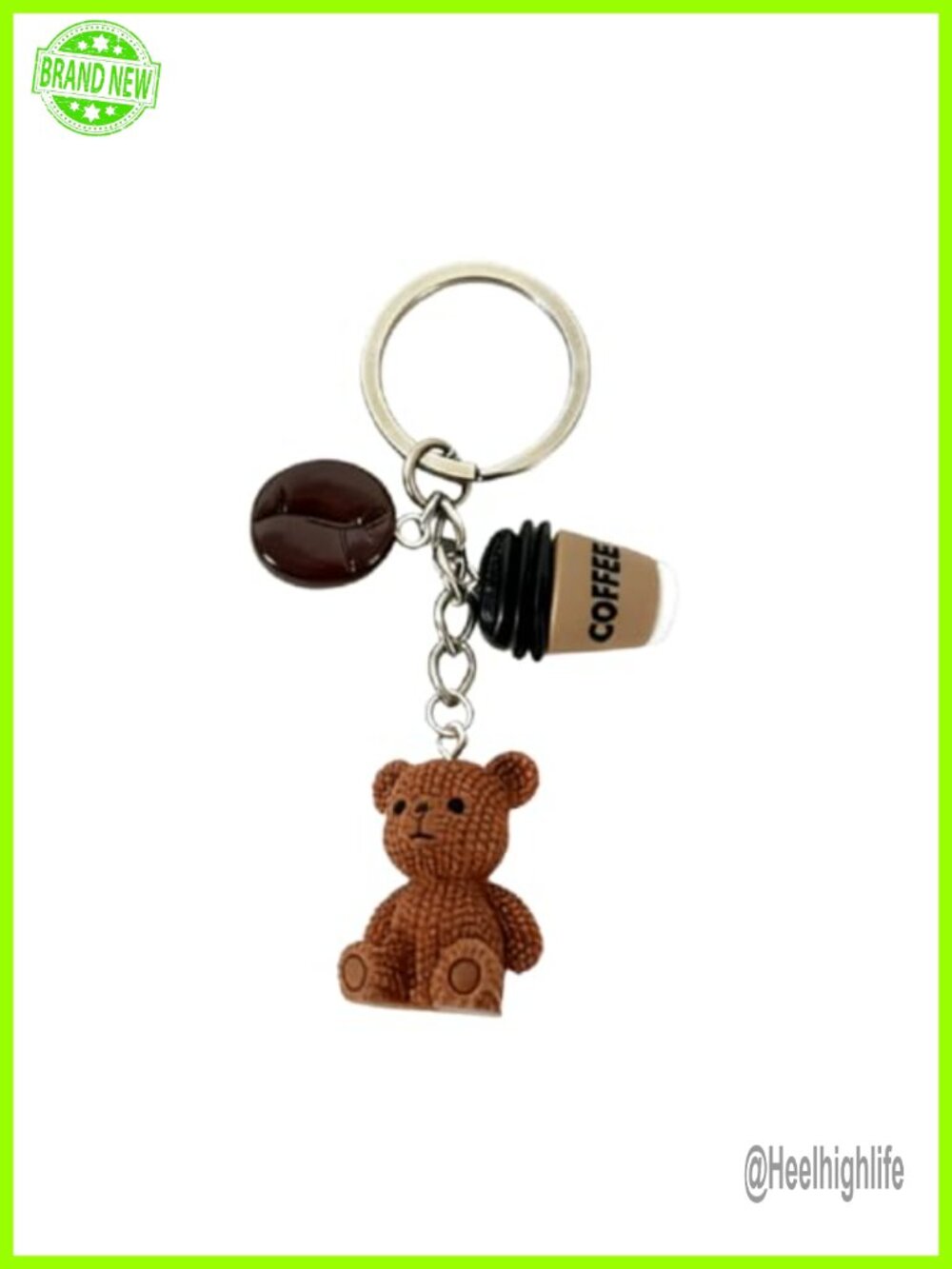 Bear Coffee Charm Keychain Party Favors Cute Animal Keyring